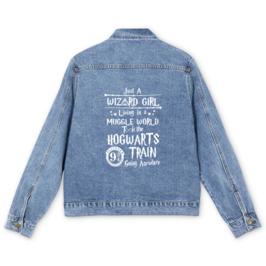 Discover Wizard Girl Men's Denim Jackets, Wizard School, Muggle Men's Denim Jackets, A Men's Denim Jackets