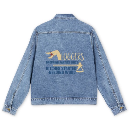 Discover Logging Needing Wood Funny Logger Men's Denim Jackets