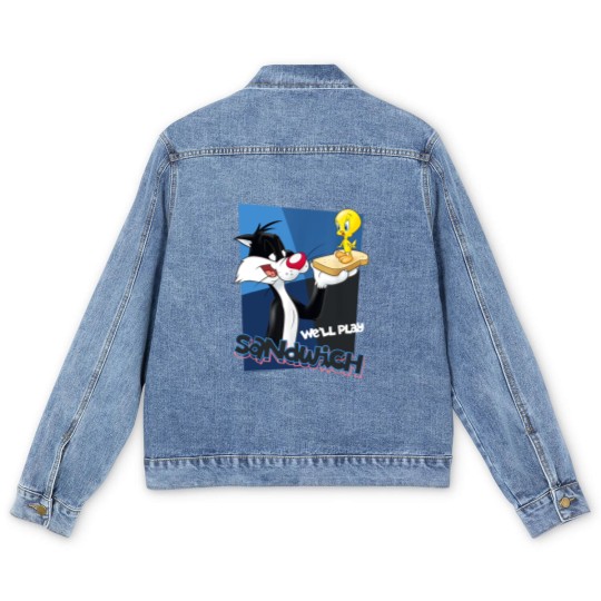 Discover Tweety Bird Men's Denim Jackets Looney Tunes Sylvester Tweety Sandwich