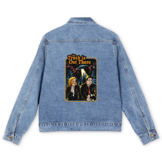 Discover The Truth Is Out There X FILES Men's Denim Jackets Unisex Gift Men Women, The X Files Men's Denim Jackets Gift For Fan, X Files Movie Men's Denim Jackets, X Files Vintage Men's Denim Jackets