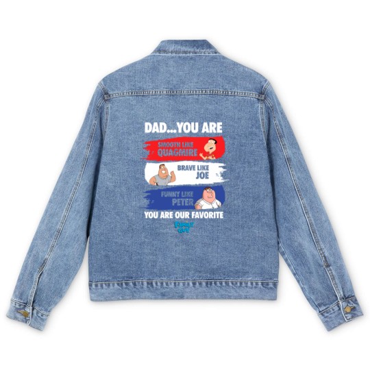 Discover Family Guy Men's Denim Jackets, Smooth Like Quagmire Men's Denim Jackets, Brave Like Joe Men's Denim Jackets