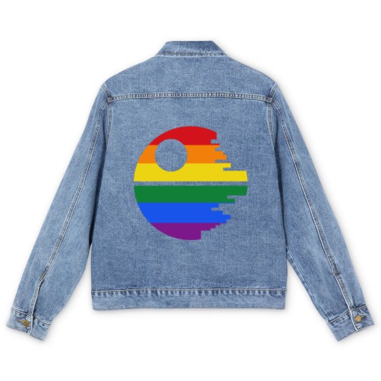 Discover Rainbow Death Star Men's Denim Jackets