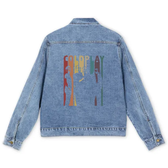Discover Vintage Retro Coldplay Men's Denim Jackets, Vintage Coldplay Men's Denim Jackets, Coldplay Gift, Retro Gift Men's Denim Jackets