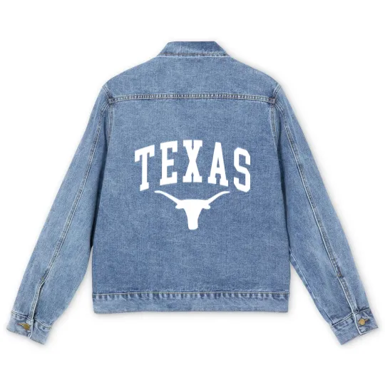 Discover Texas Longhorn Men's Denim Jackets, Texas Fair Men's Denim Jackets, Texas Men's Denim Jackets, Texan Men's Denim Jackets, Texas State Men's Denim Jackets