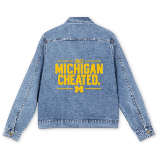 Discover Michigan Cheated College Football Fan Men's Denim Jackets
