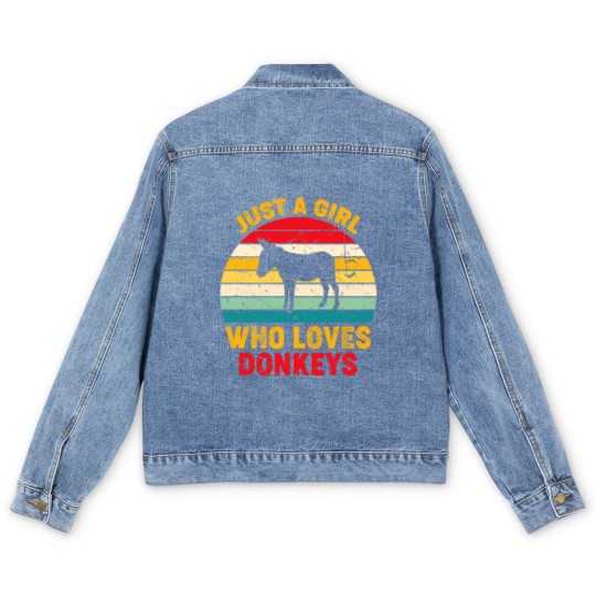 Discover Just A Girl Who Loves Donkeys Retro Sunset Donkey Lovers Men's Denim Jackets