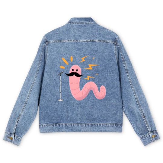 Discover Worm with a Mustache, Vanderpump Rules, Scandoval, Pump Rules, VPR, Sandoval Men's Denim Jackets, Funny Men's Denim Jackets