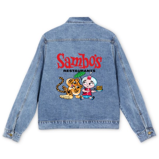 Discover Sambo's Restaurant Logo with Sambo and Tiger Men's Denim Jackets