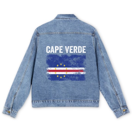 Discover Cape Verde Flag Distressed Men's Denim Jackets