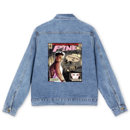 Discover P!nk Comic Men's Denim Jackets, P!nk Trustfall World Tour Album Graphic Men's Denim Jackets