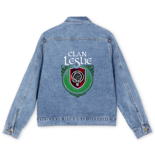 Discover Clan Leslie Scottish Tartan Men's Denim Jackets