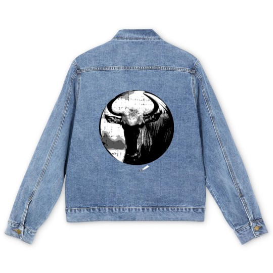 Discover Wildebeest GNU Wildlife Animal Safari Antelope Men's Denim Jackets