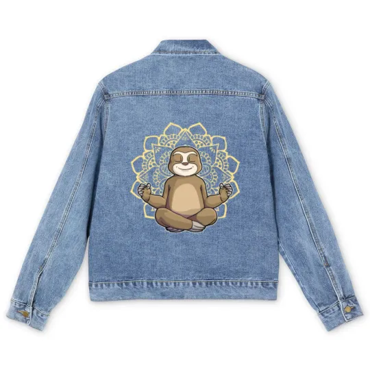 Discover Yoga Sloth My Spirit Animal Meditation Namaste Lazy Animal Men's Denim Jackets