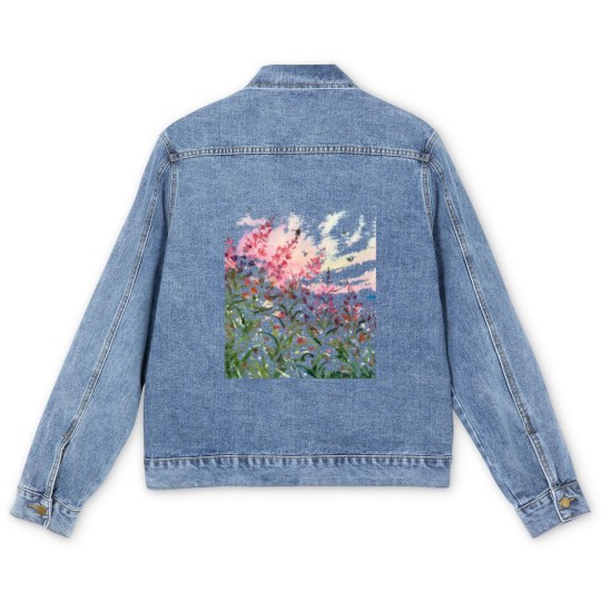 Discover Wildflowers Watercolor T- Men's Denim Jackets Wildflowers T- Men's Denim Jackets Men's Denim Jackets