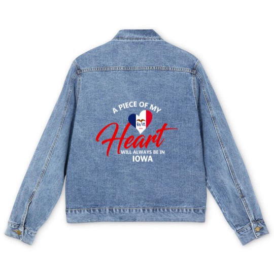 Discover A Piece Of My Heart Will Always Be In Iowa Men's Denim Jackets