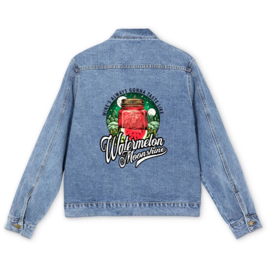 Discover Watermelon Moonshine Retro Country Music Men's Denim Jackets