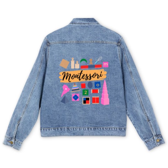 Discover Montessori materials gift for Montessori teacher or Montessori mom Men's Denim Jackets