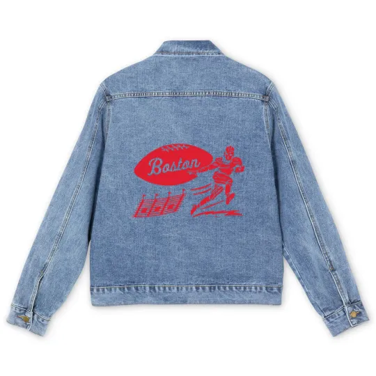Discover Vintage Football - Boston Patriots (Red Boston Wordmark) - Boston Patriots - Men's Denim Jackets