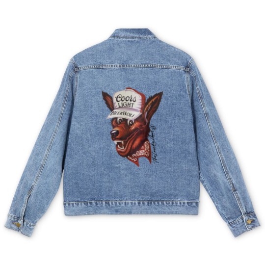 Discover Beer Wolf Oversized Men's Denim Jackets - White