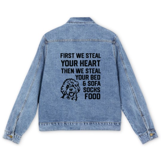 Discover Cockapoo Steal Your Heart Steal Your Bed and Sofa socks food 2 Men's Denim Jackets