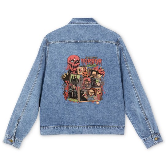 Discover Retro Horror Night  Men's Denim Jackets, Halloween Men's Denim Jackets, Vintage 90s Halloween Movies