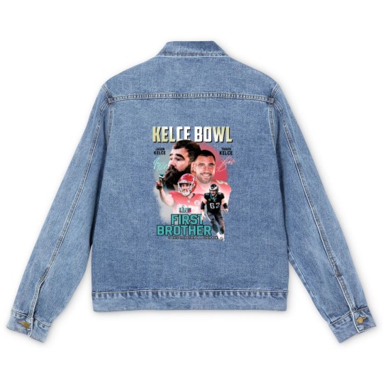 Discover Vintage Kelce Bowl Men's Denim Jackets, Travis Kelce and Jason Kelce Bowl Men's Denim Jackets