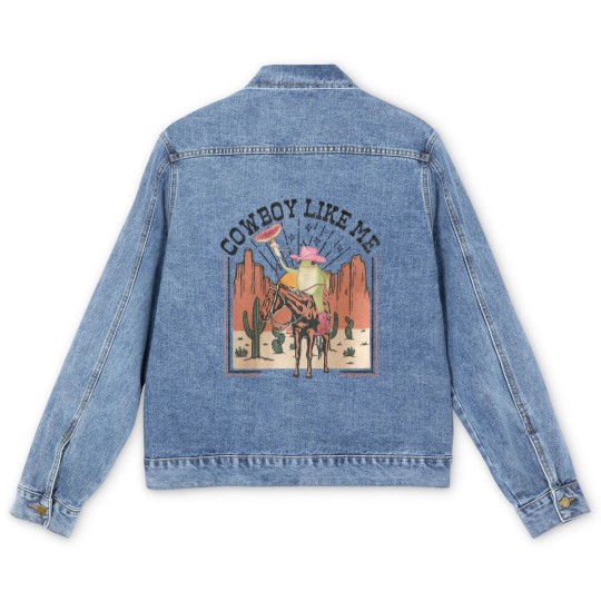 Discover You're a cowboy like me Men's Denim Jackets, Cowboy Frog Men's Denim Jackets