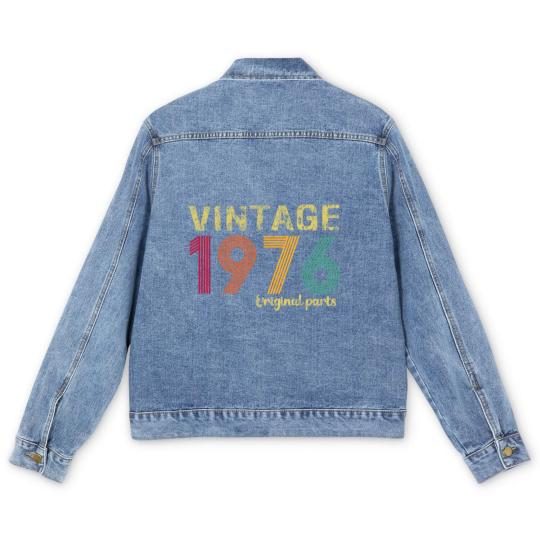 Discover 1976 Original Parts Men's Denim Jackets, 47th Birthday Men's Denim Jackets, Retro 1976