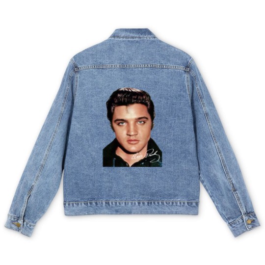 Discover Elvis Presley Signature Men's Denim Jackets Short Sleeve Cotton White Women Men S to 5XL