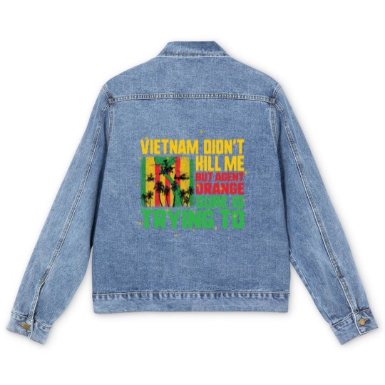 Discover Vietnam Veteran Men's Denim Jackets, Vietnam Didn't Kill Me, Men's Denim Jackets