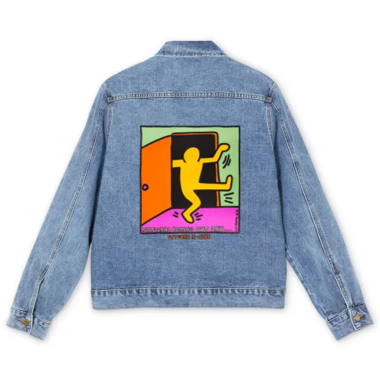 Discover vintage keith haring 1988 Men's Denim Jackets national coming out day