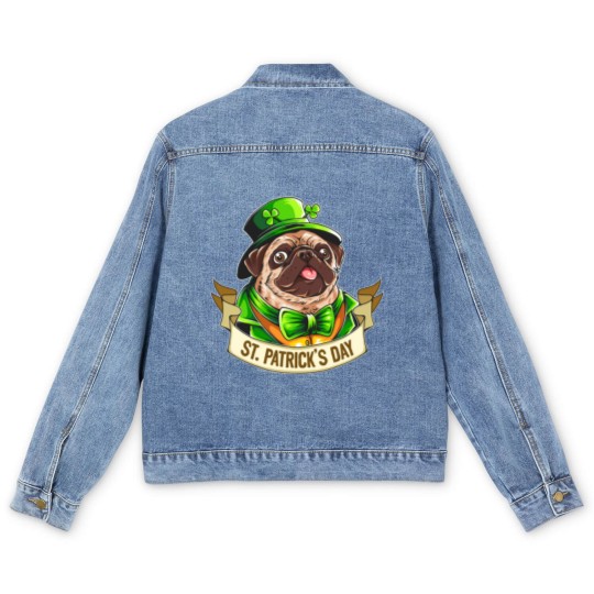 Discover St. Patrick's Day Pug Men's Denim Jackets