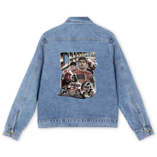 Discover Charles Leclerc 90s Vintage, Charles Leclerc Bootleg Men's Denim Jackets, Charles Leclerc Men's Denim Jackets