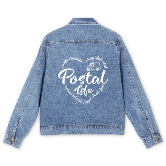 Discover Postal Life Men's Denim Jackets, Postal Worker Men's Denim Jackets, Mail Carrier Men's Denim Jackets, Post Office Men's Denim Jackets