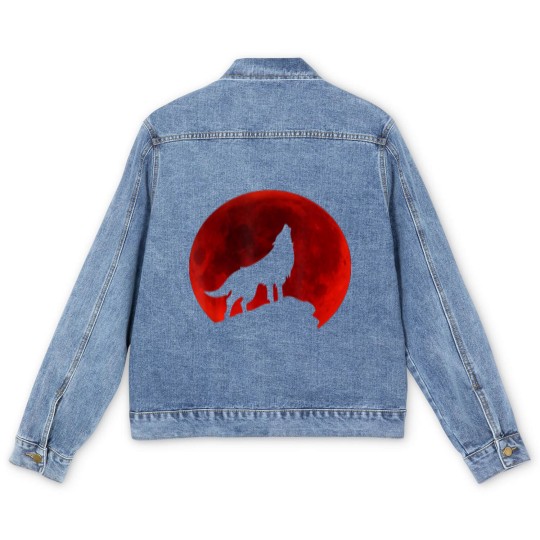 Discover Wolf Howling at Moon Men's Denim Jackets