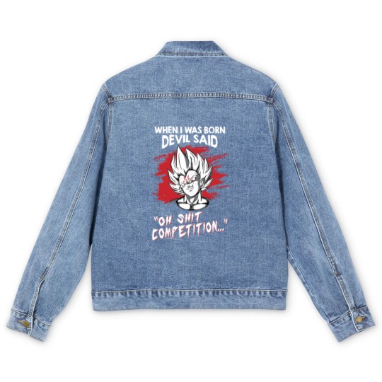 Discover Super Saiyan Majin vegeta)Super Saiyan Majin vegeta Men's Denim Jackets