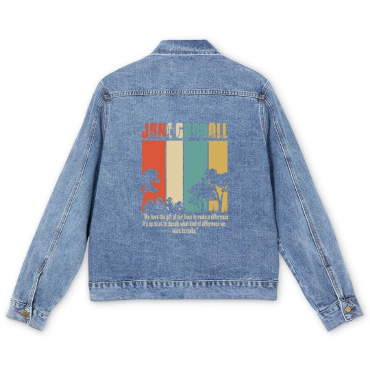 Discover Cotton Navy Jane Goodall Difference Crew Neck Tops Fashion Tees Men's Denim Jackets
