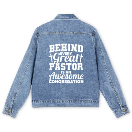 Discover Pastor Appreciation Art Men Women Preacher Clergy Ch.ristian Men's Denim Jackets