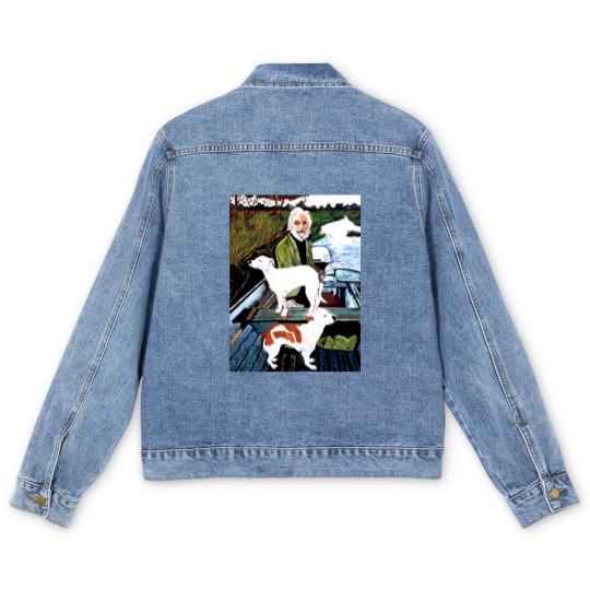 Discover Goodfellas Painting Old Man with Dog Men's Denim Jackets