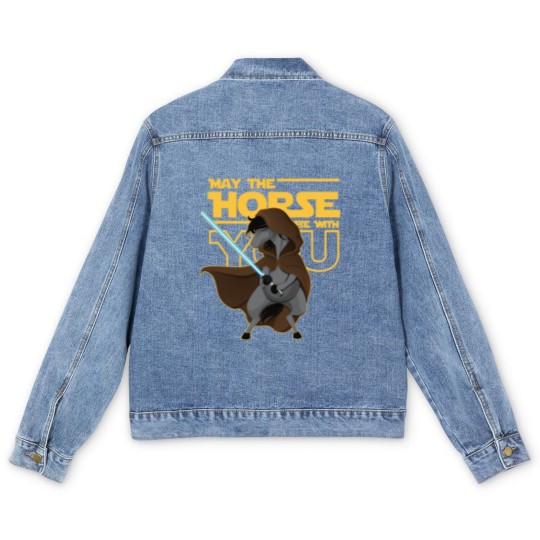 Discover May The Horse Be With You Funny Parody Men's Denim Jackets