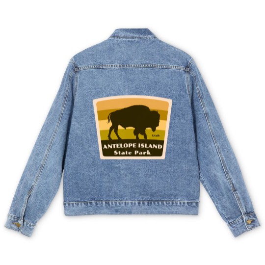 Discover antelope island state park utah bison herd souvenir Men's Denim Jackets