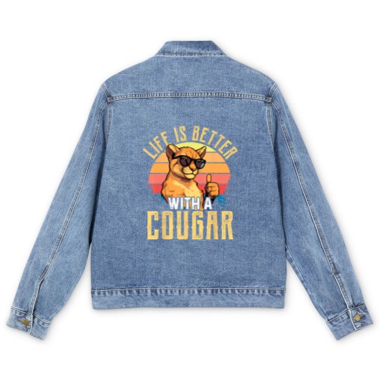 Discover life is better with a cougar funny cougars t Men's Denim Jackets