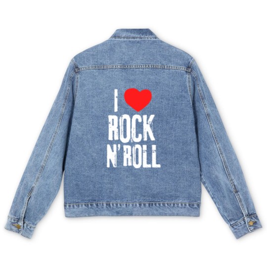 Discover i love rock roll band musician rock concert t Men's Denim Jackets