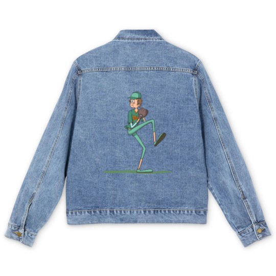 Discover Baseball pitcher throwing Men's Denim Jackets