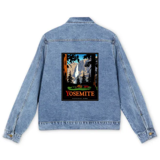 Discover Yosemite Men's Denim Jackets Vintage National Park Men's Denim Jackets