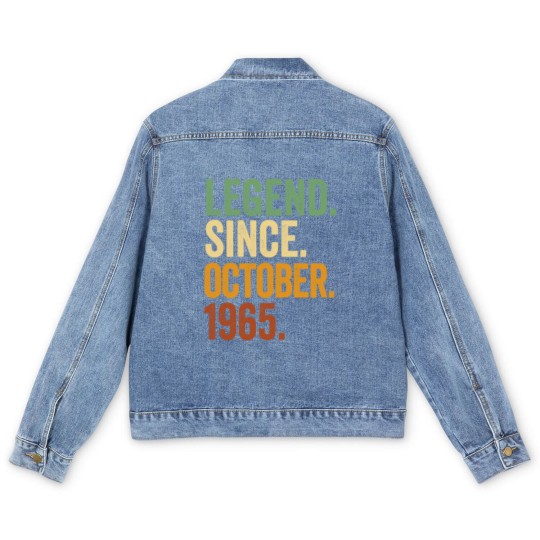 Discover Retro 1965 Birthday October Born Legend Since 1965 Men's Denim Jackets