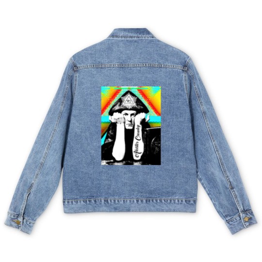 Discover Aleister Crowley Psychedelic Art Print Design - Aleister Crowley - Men's Denim Jackets