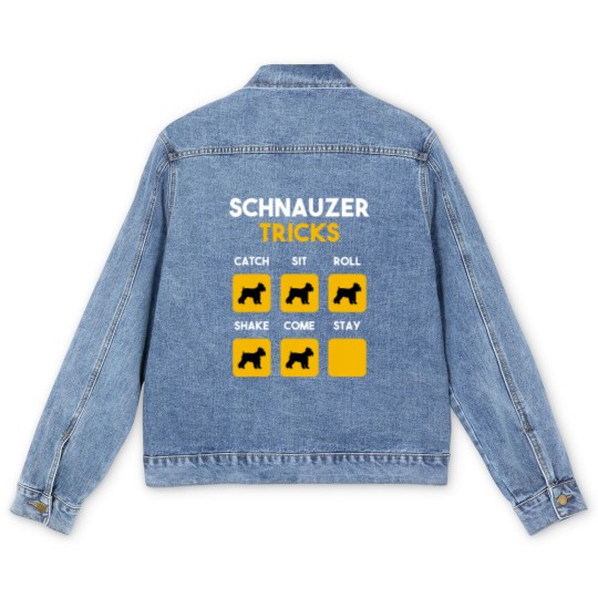 Discover Stubborn Schnauzer Tricks Funny Gift for Shnauzer Men's Denim Jackets