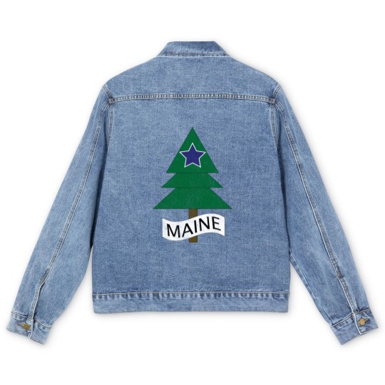 Discover 1901 Maine State Flag Remix Distressed Vintage - Maine - Men's Denim Jackets