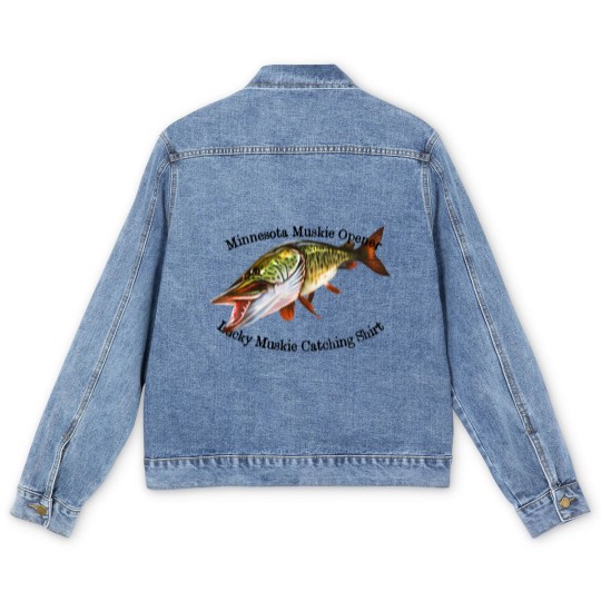 Discover Minnesota Muskie Fishing Opener Men's Denim Jackets